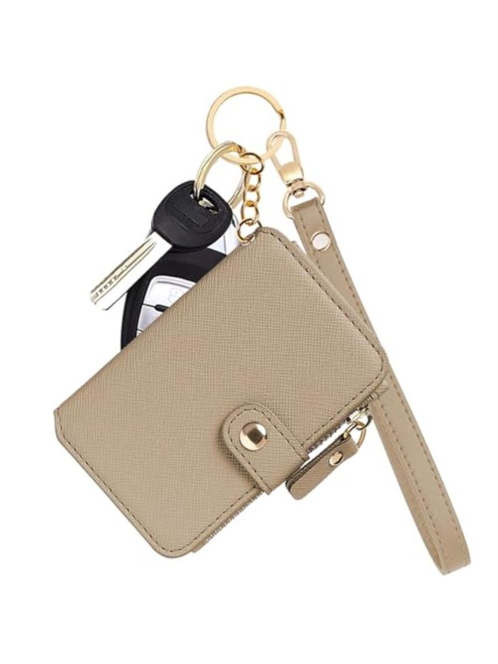 Blocking Keychain Wallet With Leather Wrist Strap